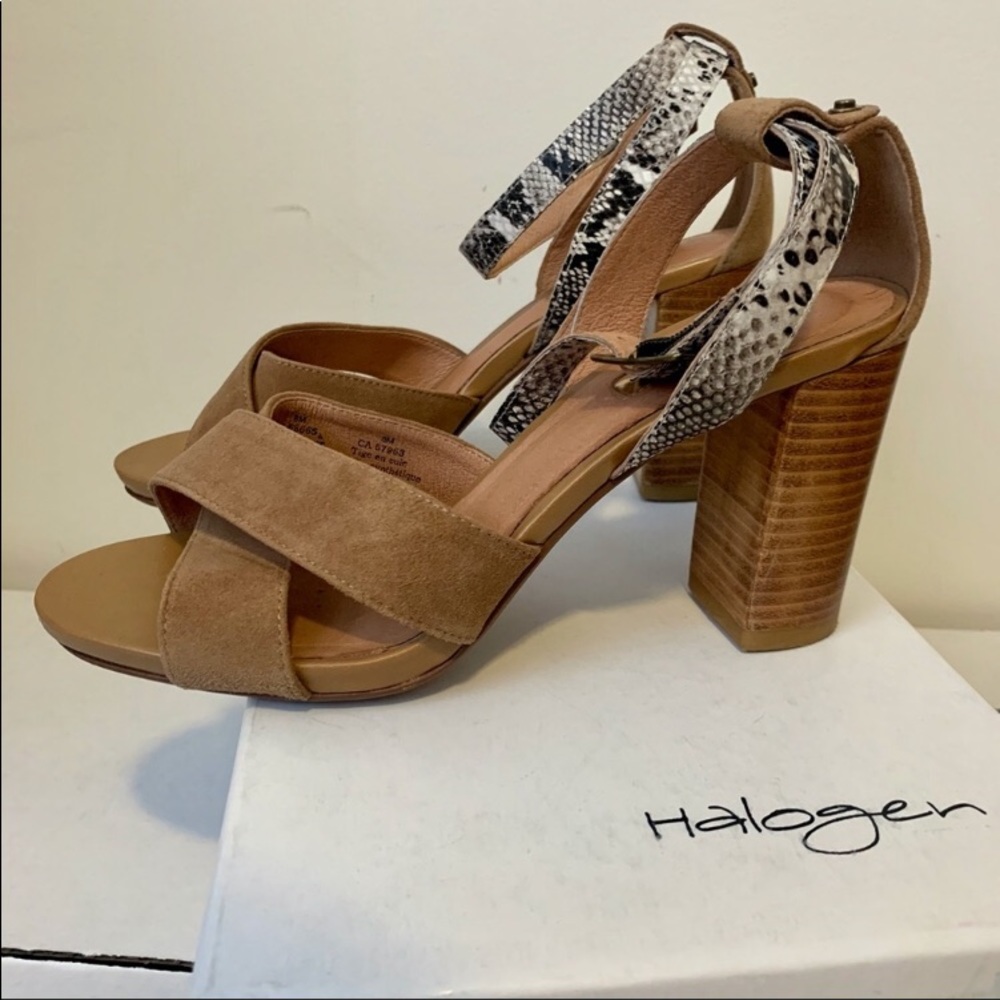 Halogen Hahaleylea Cognac Suede Block Heel Sandals - image 3